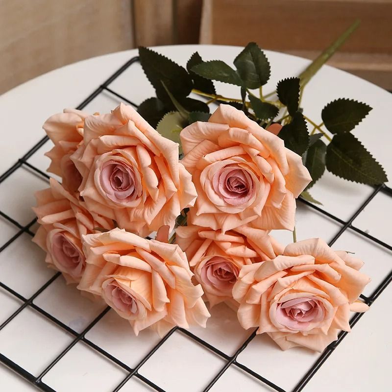 Artificial High End Silk Multi Layer Rose Bouquet Fake Pink Red Flower Decor