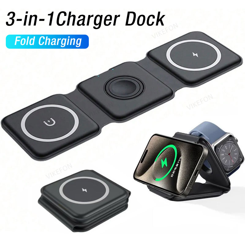 3 in 1 Phone Charge Dock for iPhone, Desktop Wireless Charger, Apple Watch, AirPods Pro Fast Charging