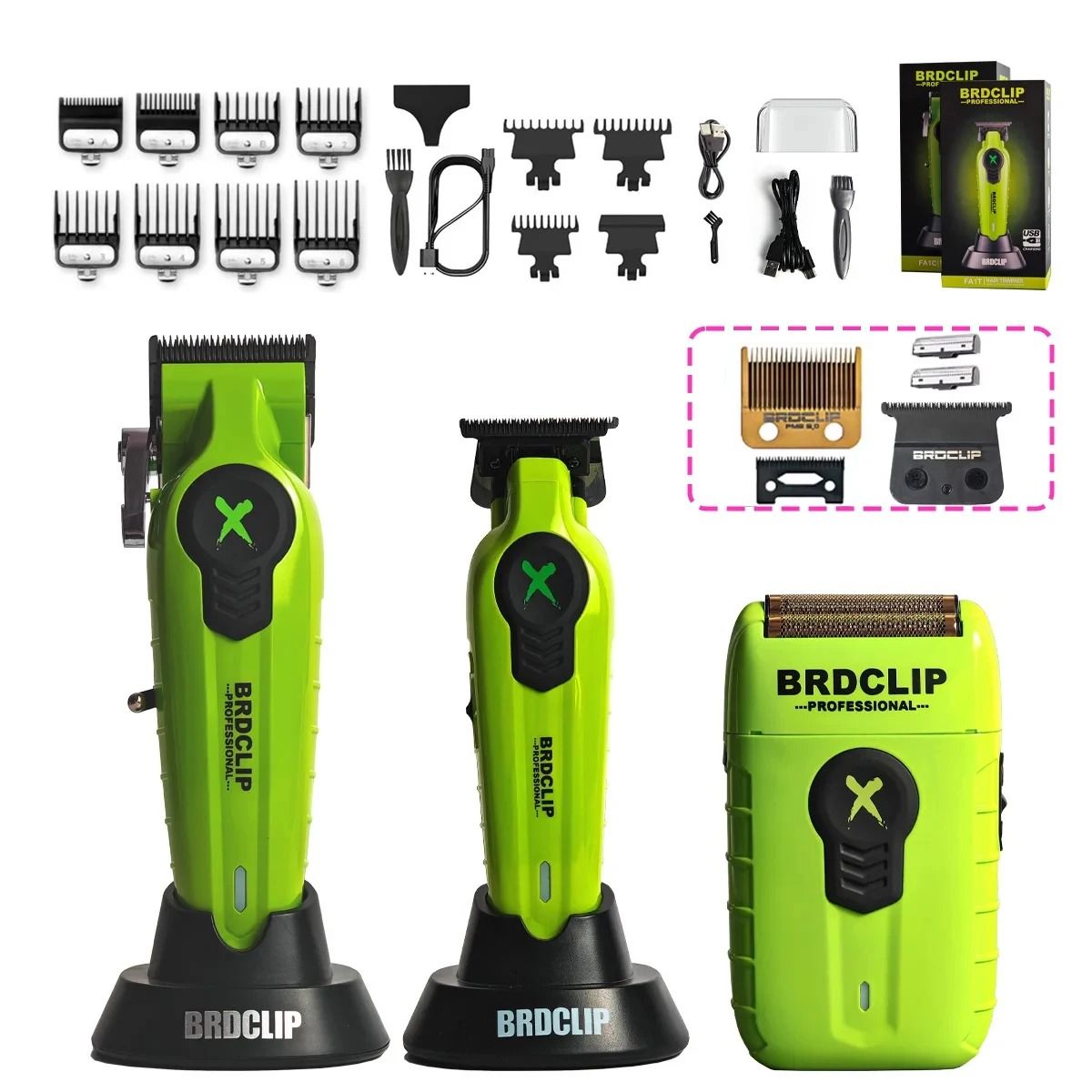 BRDCLIP FA1C FA1T FA1R Professional Hair Clipper and Shaver Set with Charging Base