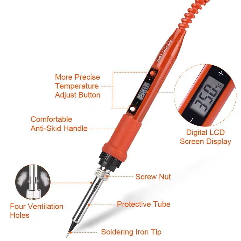 Adjustable Temperature Soldering Iron Kit with LCD Display