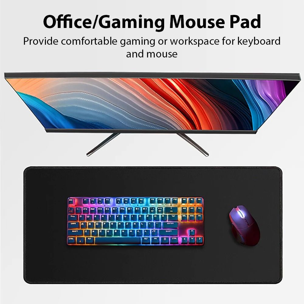 Large Anti Slip Mouse Pad Extended Desk Mat with Stitched Edges