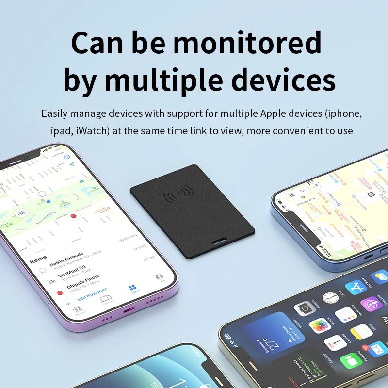 UltraSlim GPS Wallet Tracker Card – Slim Wallet GPS Tracker with Wireless Charging & Find My App Tracker
