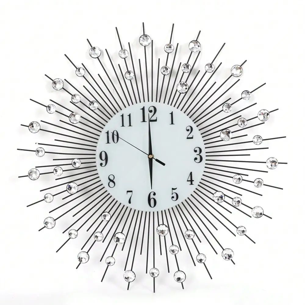 Sun Design Crushed Diamond Crystal Wall Clock 60 cm