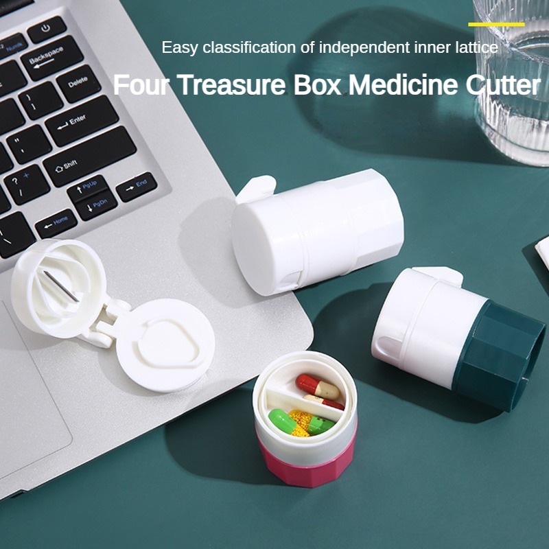 Pill Cutter and Organizer, Portable Medicine Slicer Box for Home Use, Simple Tablet Divider and Storage