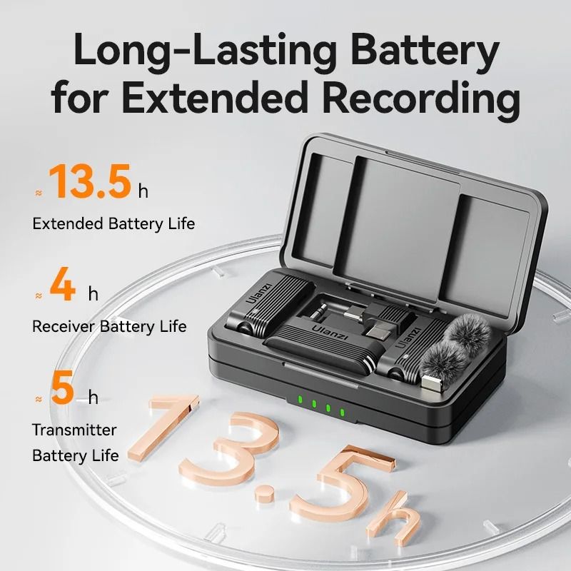 Ulanzi A100 Wireless Lavalier Microphone Kit with Charging Case