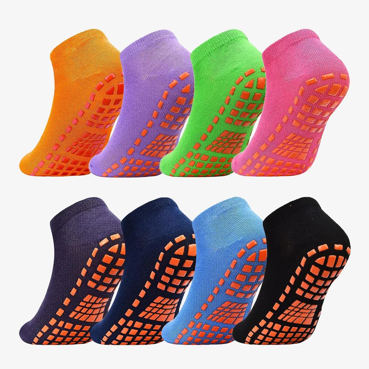 Unisex Silicone Non-Slip Grip Trampoline Socks – Cotton Yoga & Pilates Hospital Safety Socks 1 or 4 Pairs