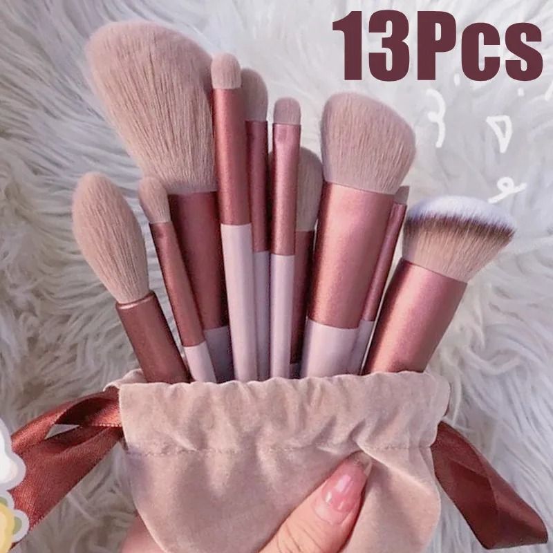 13 Piece Professional Soft Makeup Brush Set with Storage Bag