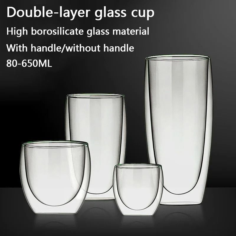 Double-Wall Insulated Glass Mug – High-Performance Heat-Resistant Tumbler for Coffee, Whiskey & Cocktails