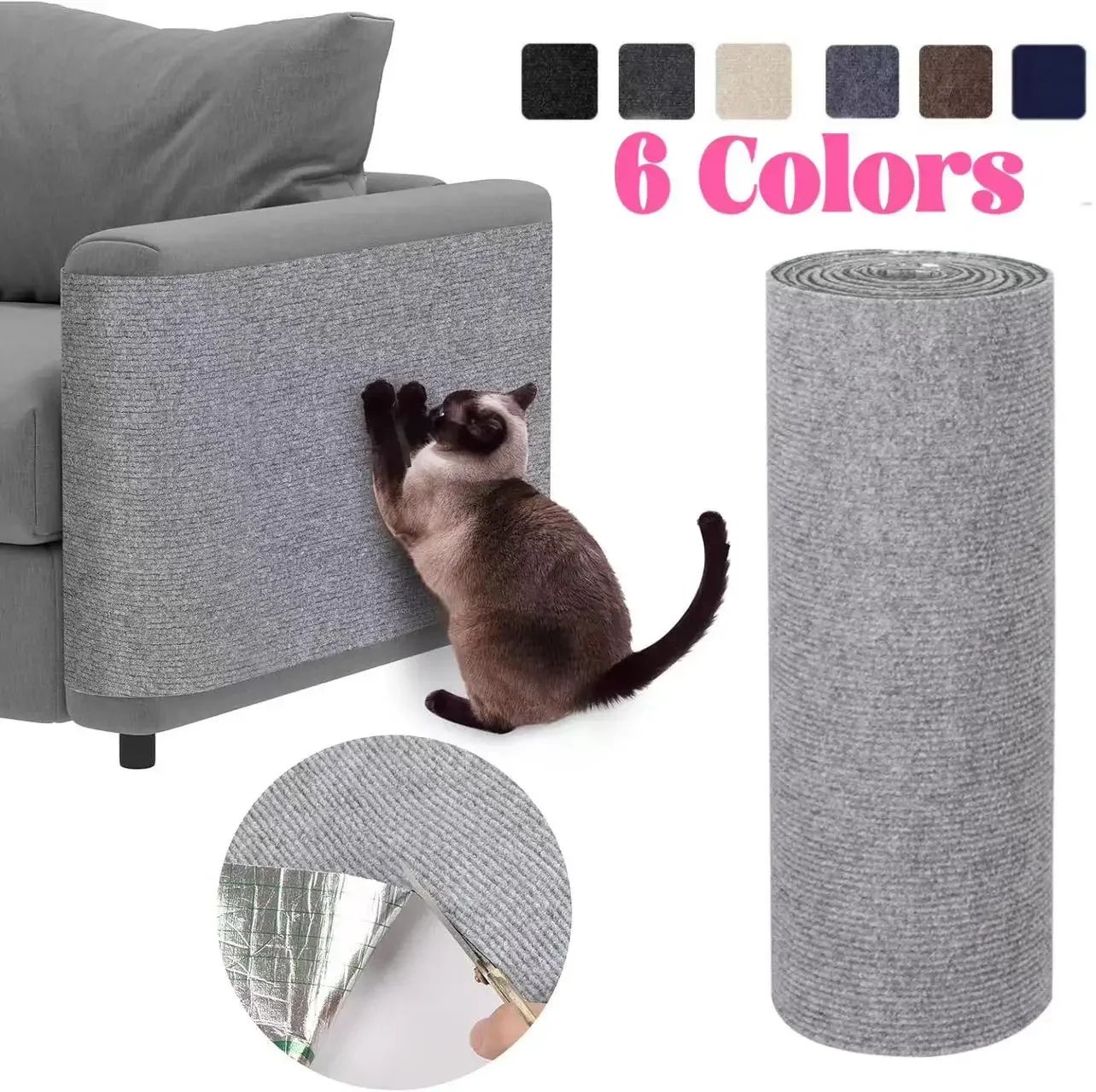 ScratchGuard Self-Adhesive Cat Scratching Mat – Trimmable Furniture Protector Carpet for Sofa & Walls