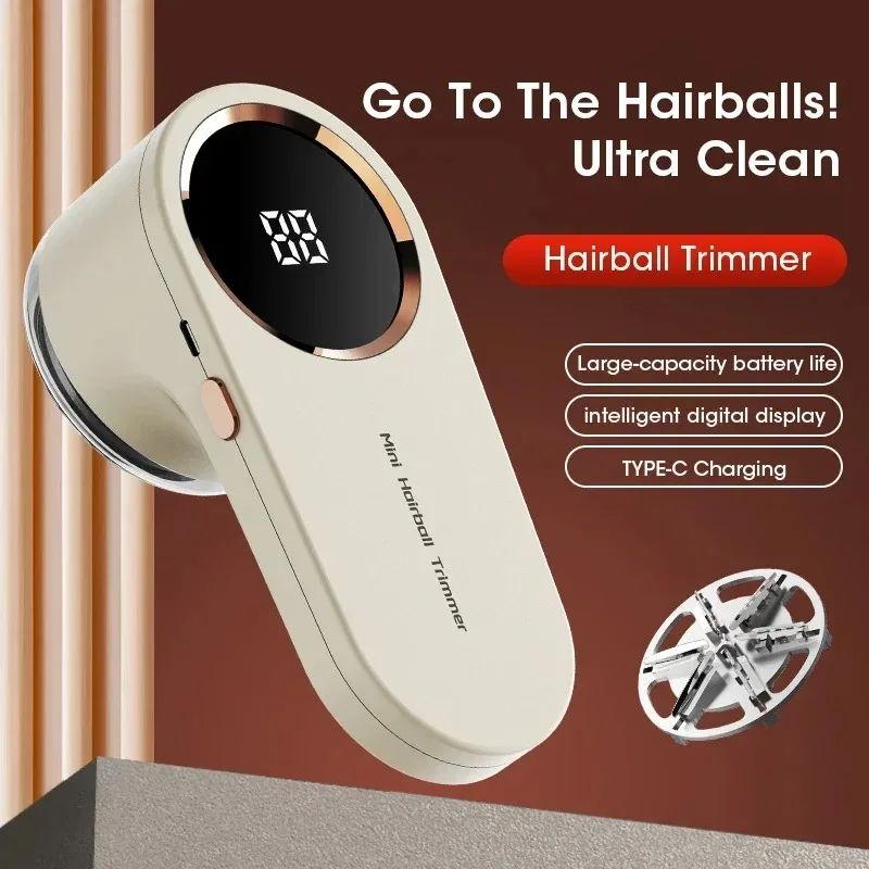 Portable Electric Lint Remover USB Rechargeable Sweater Shaver with LED Display Clothes Fabric Trimmer
