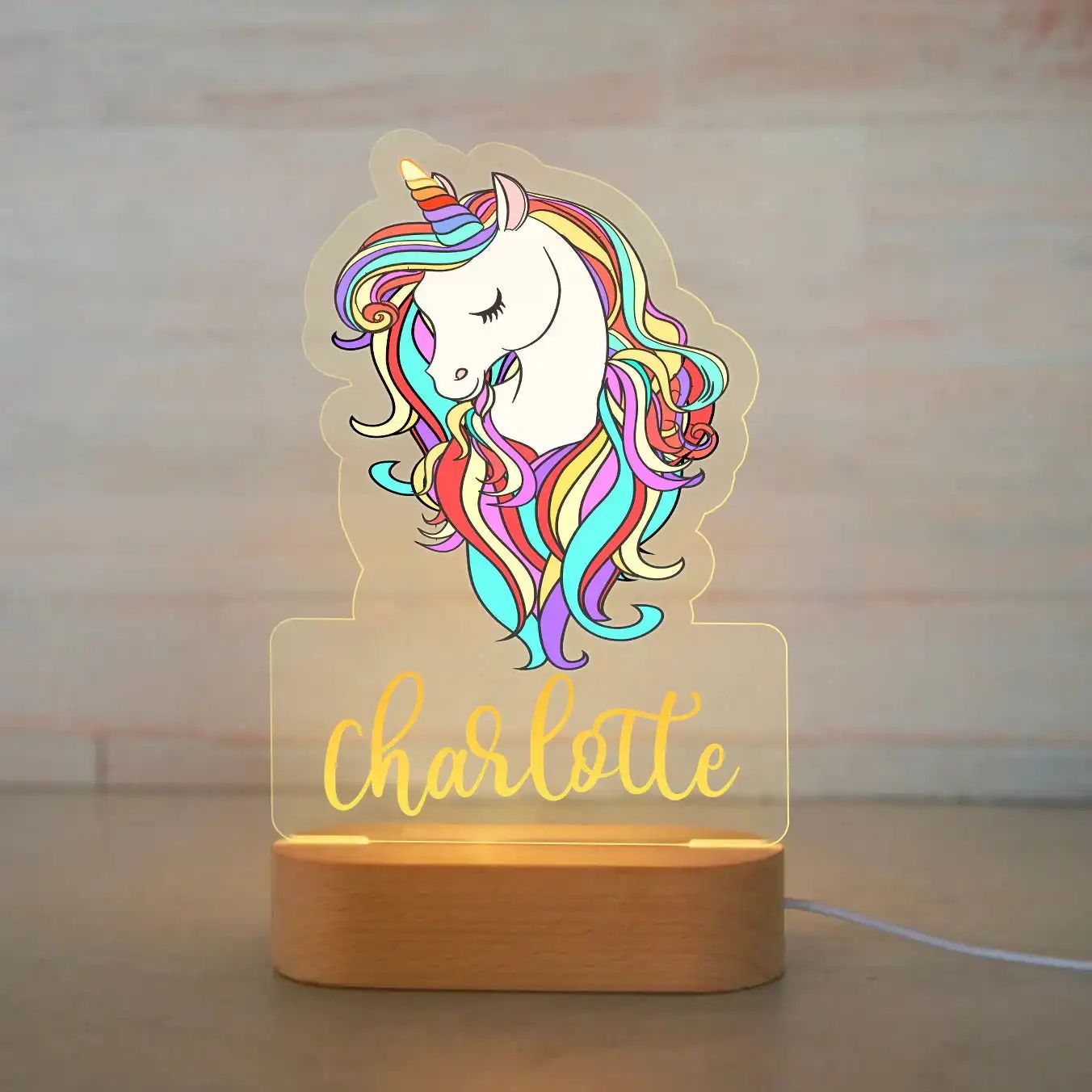 Personalized Kids Night Light Custom Name Animal Acrylic Lamp