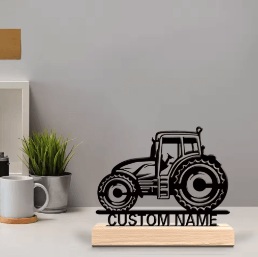 Personalized SUV Metal Art Decor Custom Tabletop Sculpture with Wooden Base for Modern Farmhouse Style