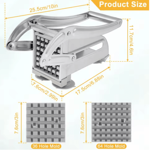 Stainless Steel 4-in-1 Manual Potato Cutter – French Fries Slicer & Dicer