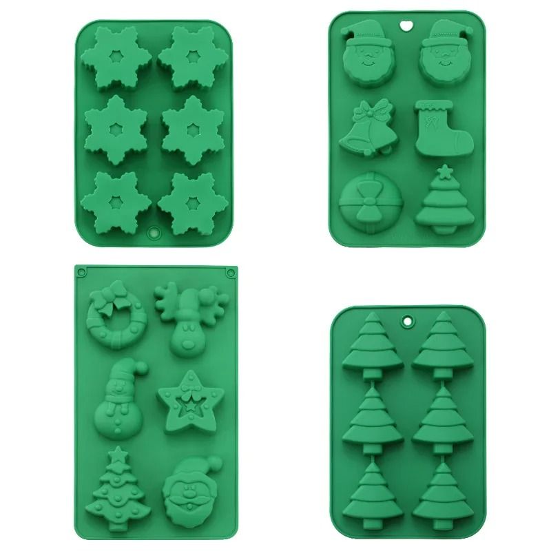 Festive 6-Cavity Silicone Christmas Baking Mold – DIY Chocolate & Cake Decoration Tools