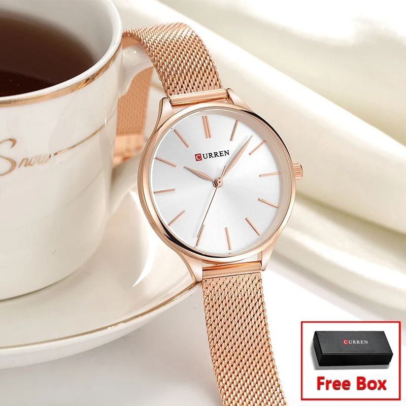 Elegant Matte Dial Mesh Strap Watch – Luxury Stainless Steel Japanese Quartz Timepiece with Premium Display Box