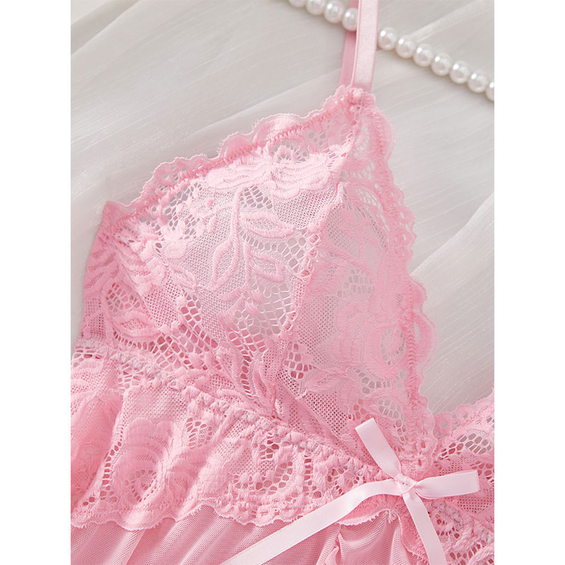 Women's Sexy Pyjamas Lingerie, Suspender Suit Summer Nightgown, Ultra-thin Lace Thong Sets Hot Sleepwear