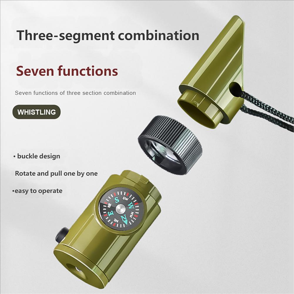 All-in-One Emergency Survival Whistle Compass Tool for Hiking and Camping Safety