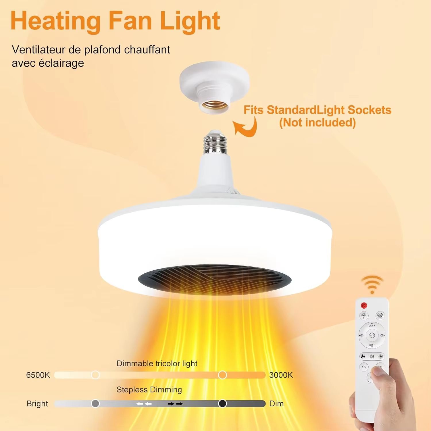 Dual Mode Fan Light with Cold & Warm Air for Bedroom, Living Room and Study