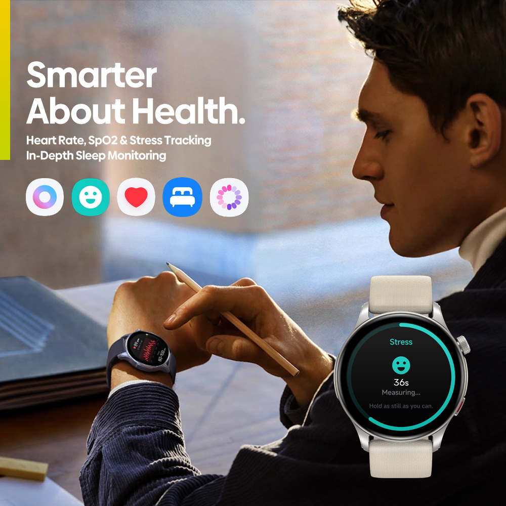 Btalk GPS Smartwatch AMOLED Display Dual Strap Sports Watch Bluetooth Calling Heart Rate Stress Tracking