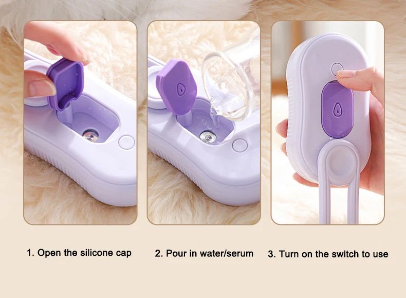 3 in 1 Electric Steam Pet Grooming Brush