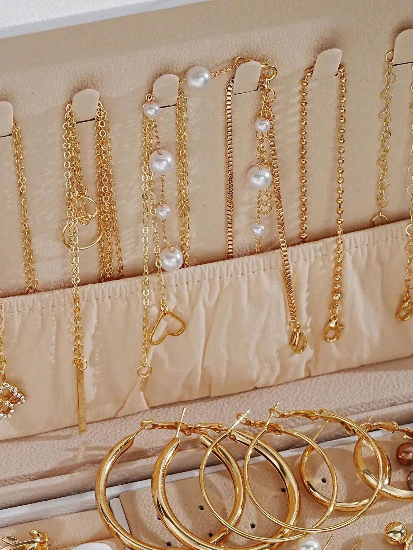 86-Piece Elegant Pearl Jewelry Set – Multi-Layer Necklace, Earrings, Rings & Stud Collection