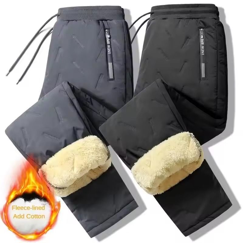 Mens Winter Fleece Sweatpants with Lambswool Lining and Windproof Thermal Design