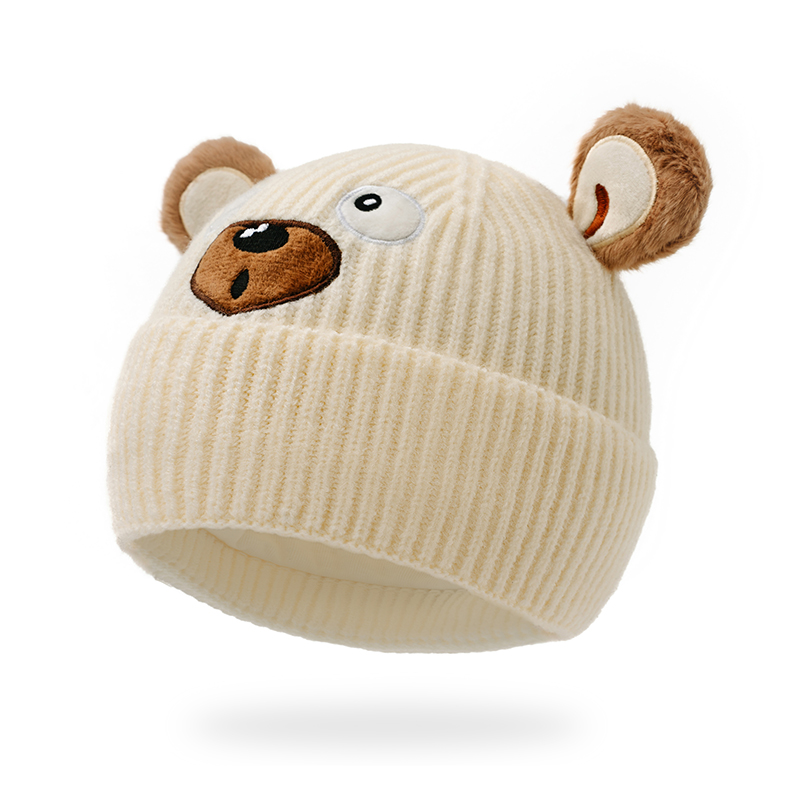 Cute and Versatile Children's Autumn and Winter Bear Hat and Scarf Set, Perfect for Boys and Girls