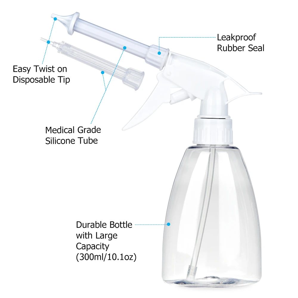 300ml Ear Irrigation System Kit - Portable Ear Wash Bottle for Gentle Wax Removal (Adults & Kids)