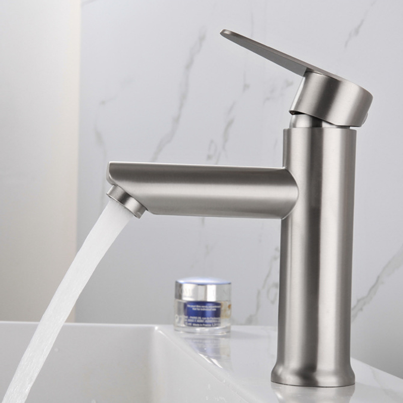 Raised Stainless Steel Basin Faucet Cold Water Deck Mounted Sink Tap for Vessel Basins