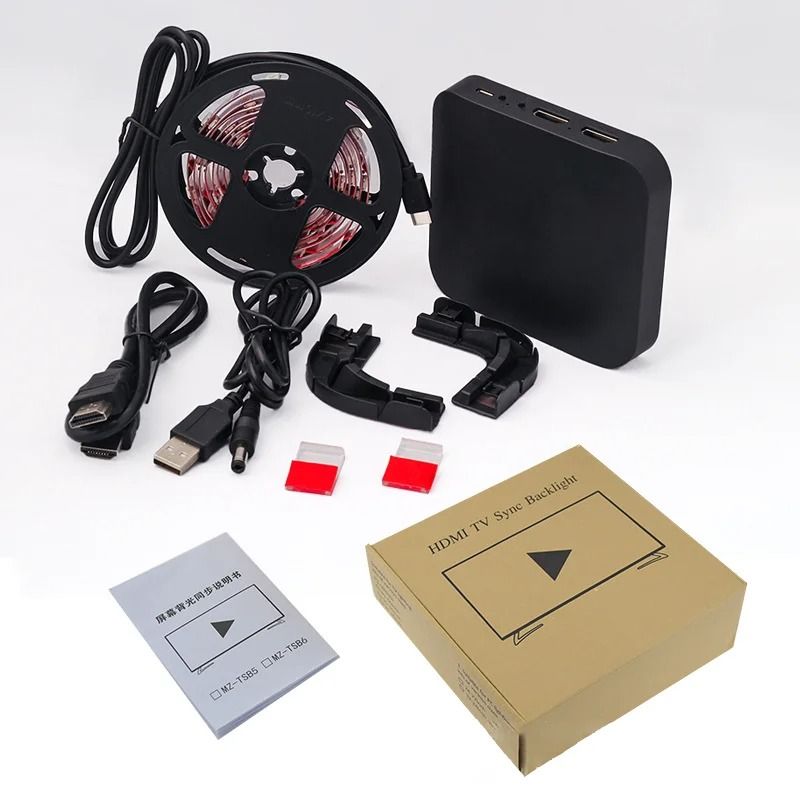 Smart Ambient TV LED Backlight Kit with HDMI Sync Box and RGBIC Strip Lights