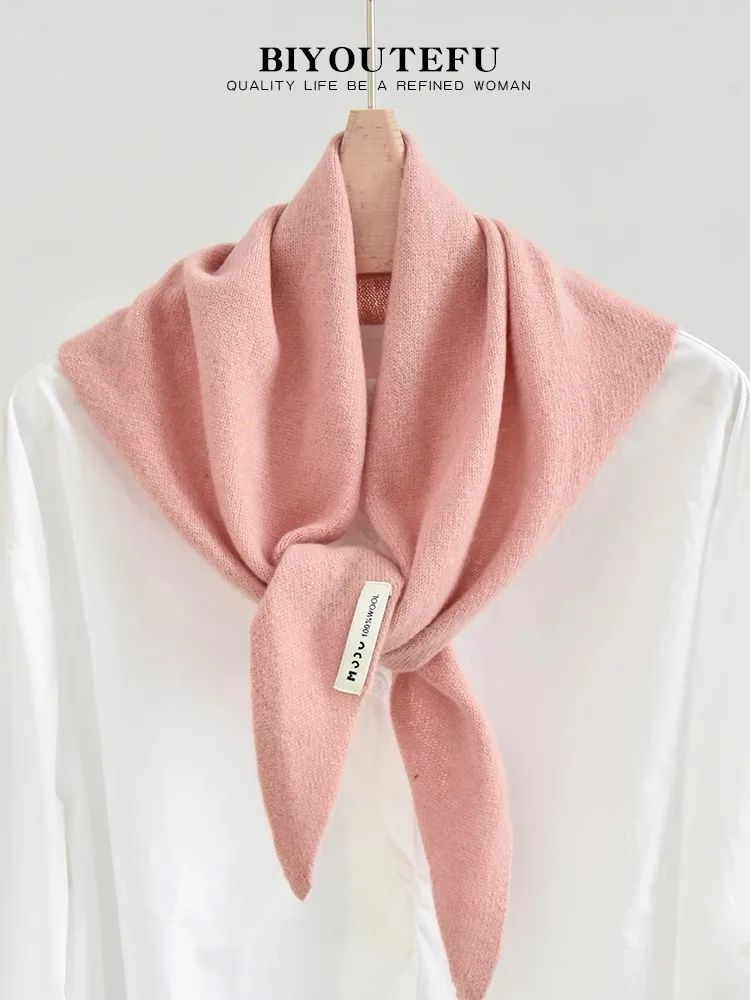 Australian Wool Knitted Triangle Scarf – Women's Warm Autumn Winter Neck Shawl