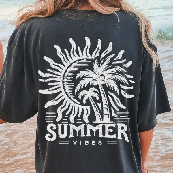 Summer Vibes Shirt, Trendy Summer Shirt, Front and Back Design, Retro Summer Shirt, Summer Vacation tshirt,