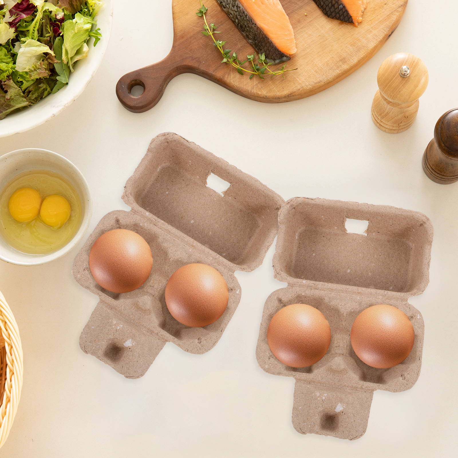 12Pcs Egg Carton, Paper Pulp Container Egg Box Storage Bulk Egg Holders, Chicken Egg Trays & Fridge Organizers for Safe