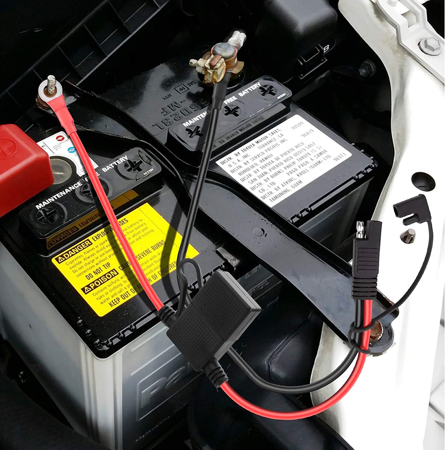 Motorcycle SAE to O Ring Connector Cable for Battery Charger Maintainer
