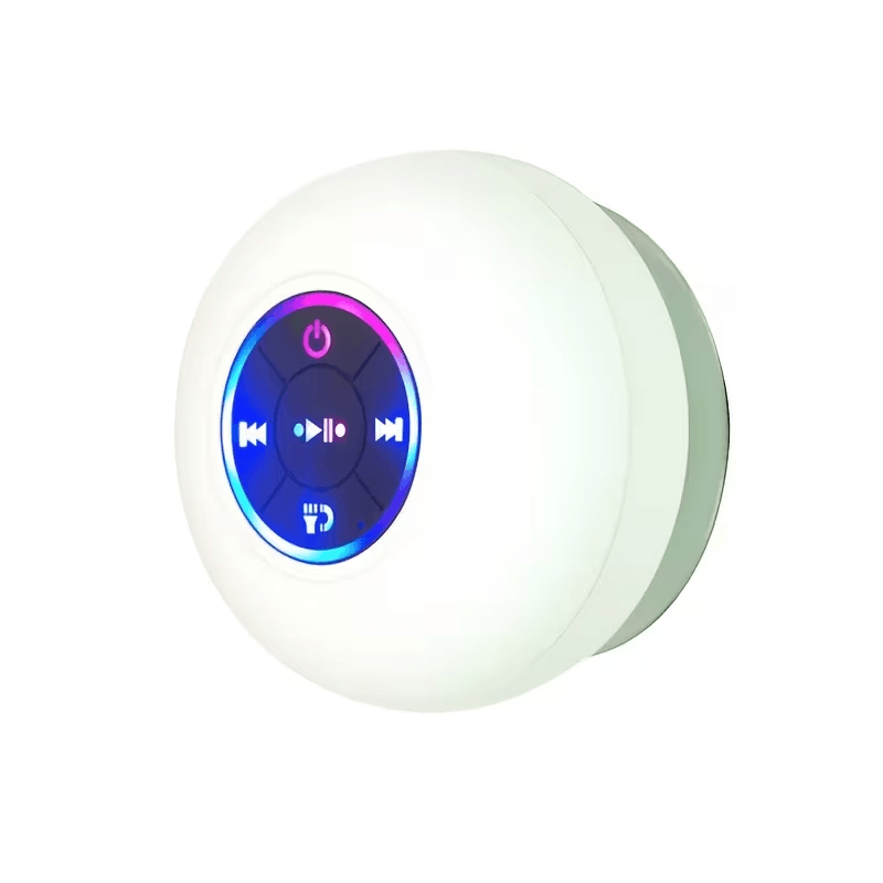 AquaSound Waterproof Bluetooth Shower Speaker with Suction Mount, Mic & Controls