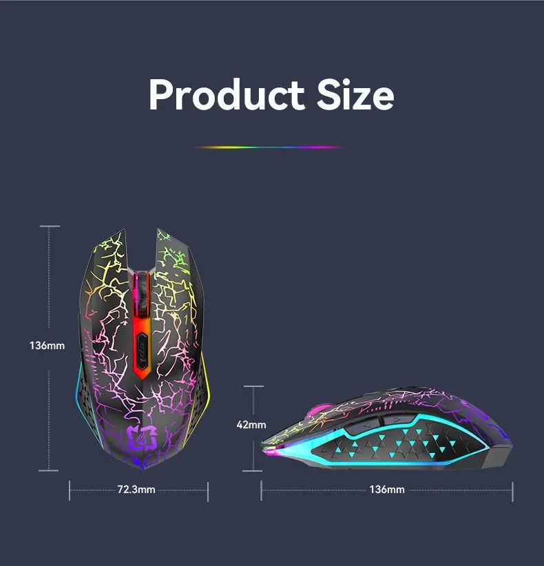 GlowSilent Dual-Mode Bluetooth 5.2 Wireless Gaming Mouse with RGB Backlight