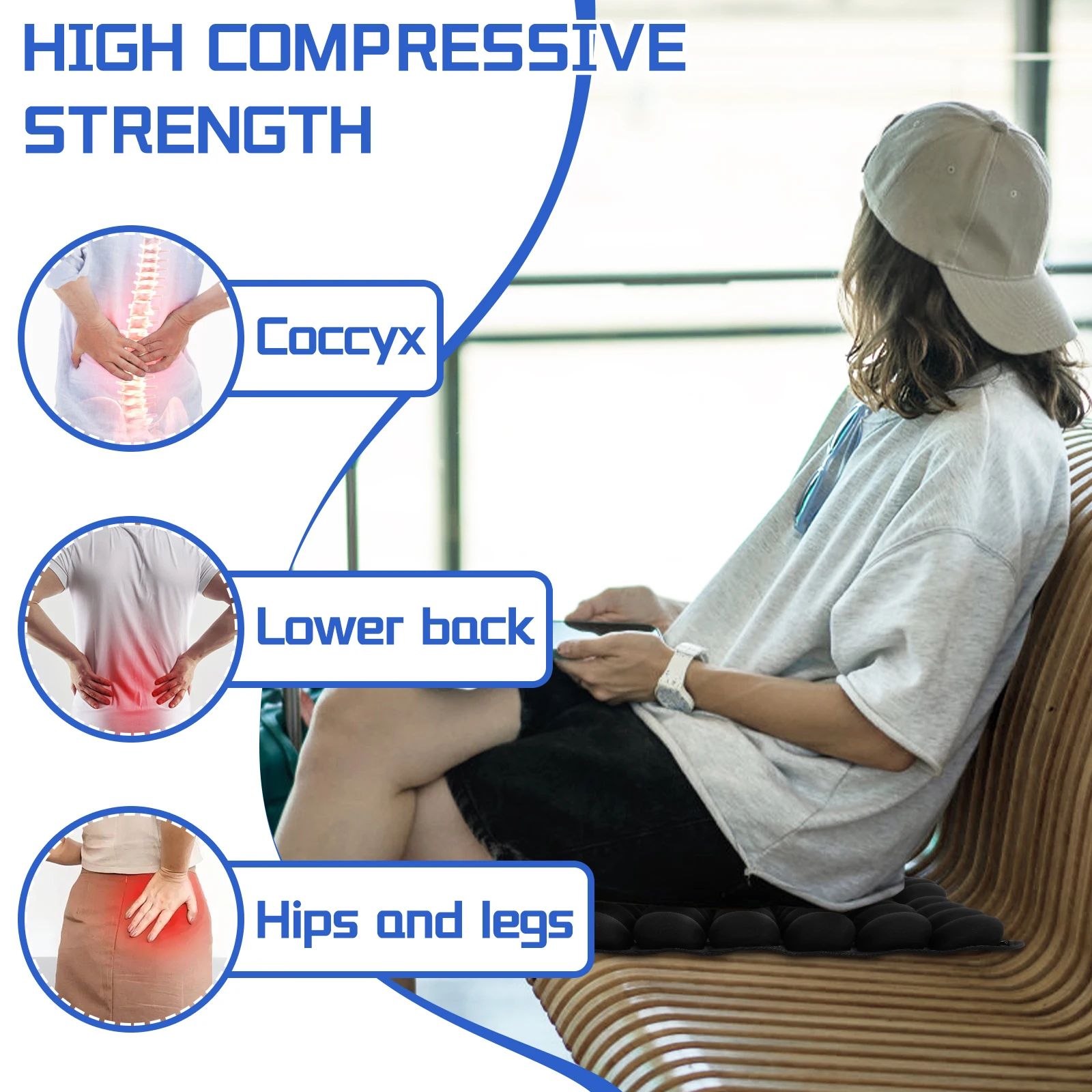 3D Air Cell Pressure Relief Seat Cushion for Car, Office & Home