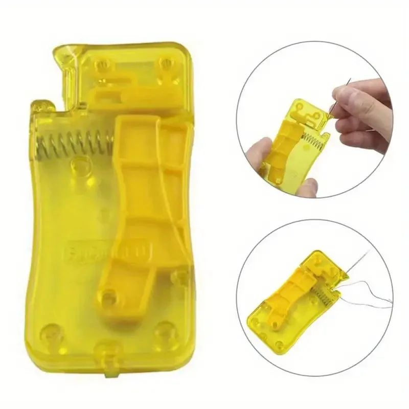 Lemon Yellow Automatic Needle Threader – Effortless Sewing Tool for Hand and Machine Stitching