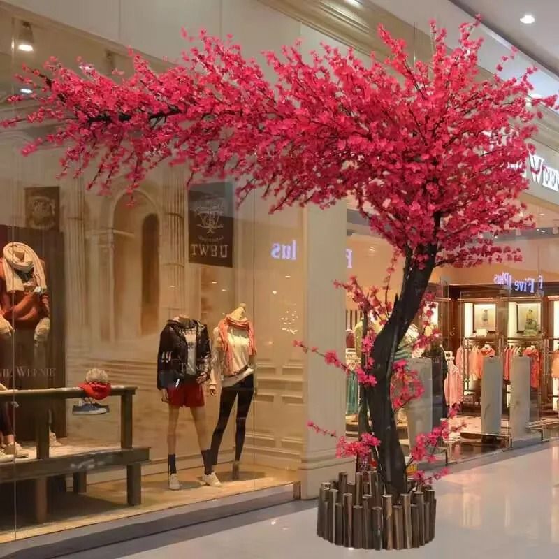 Grande Artificial Living Trees | Silk Peach, Cherry & Maple Exhibition Decor for Luxury Interiors