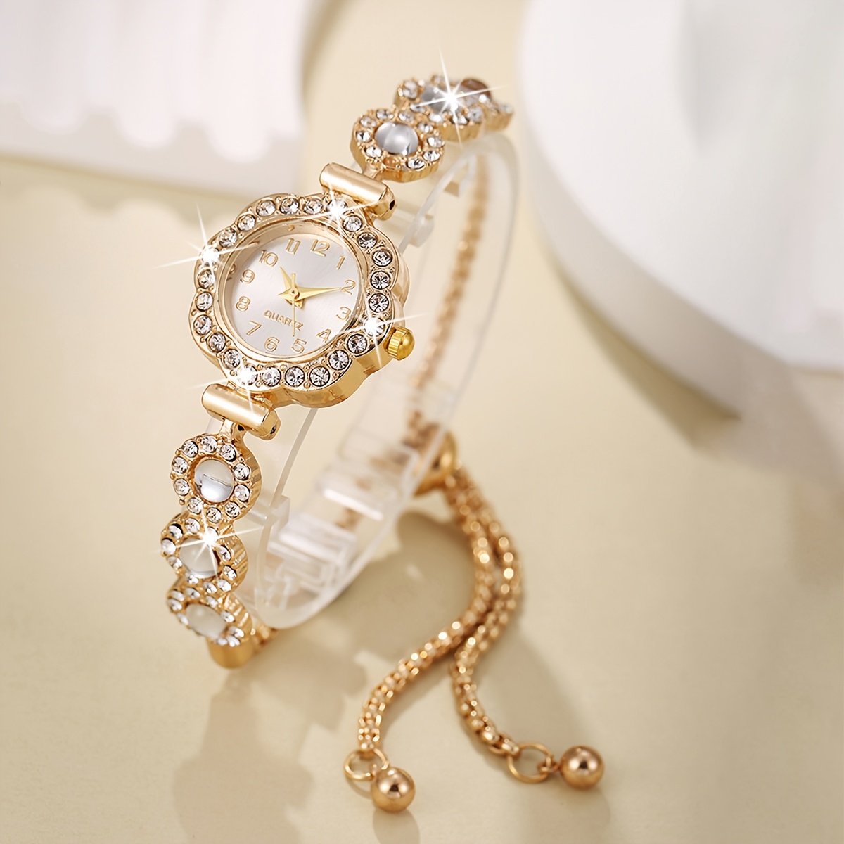 Fashion Ladies Quartz Wristwatch, Elegant Rhinestone Women Watches, Girls Bracelet Strap Gift Clock