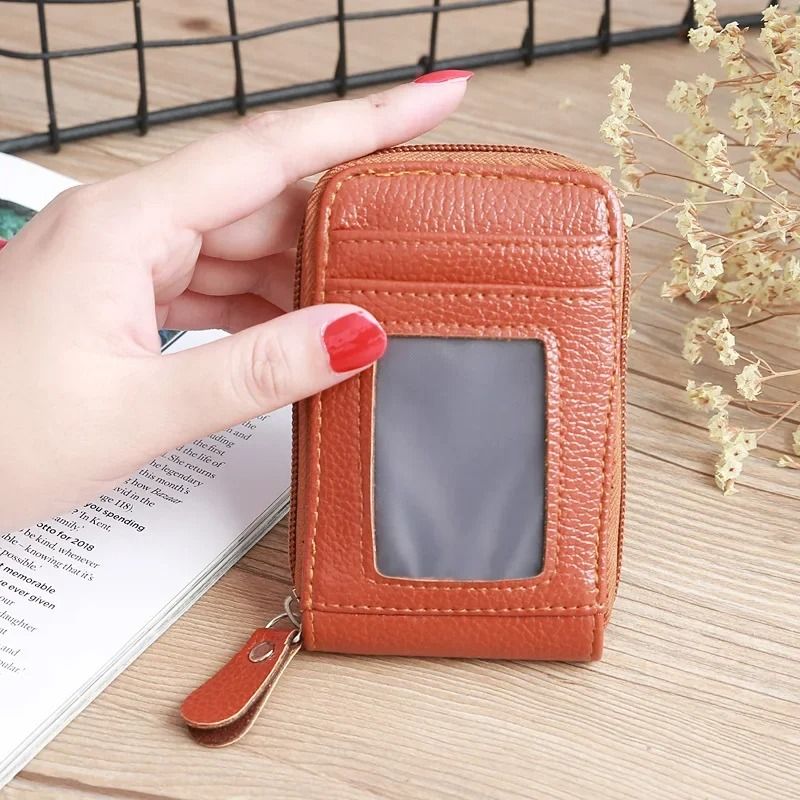 Mens PU Leather Wallet with RFID Blocking and Zipper Pocket