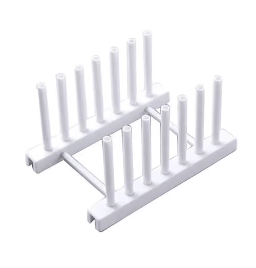 Wooden Dish Drainer Rack Bamboo Plate & Pot Lid Drying Stand for Kitchen Counter