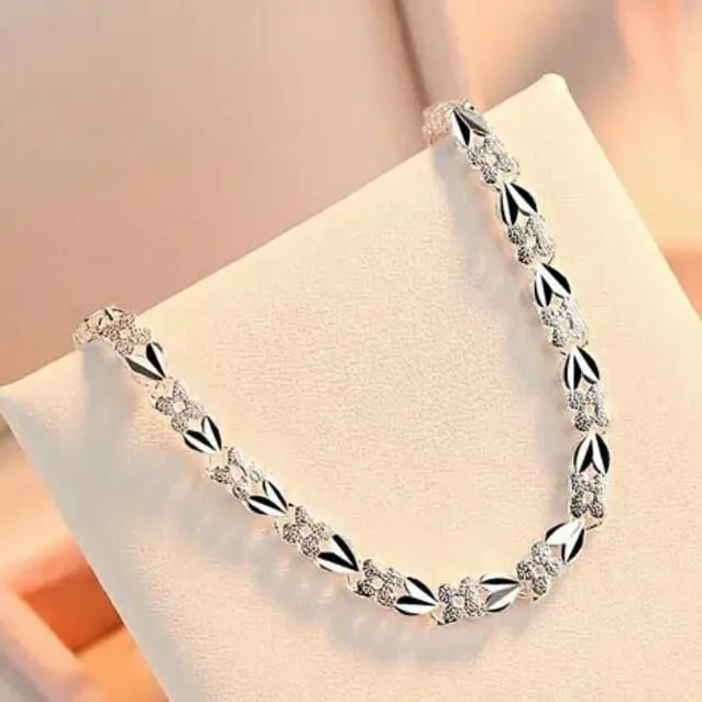 925 Sterling Silver Heart Leaf Bracelet for Women | Elegant Wedding & Fashion Jewelry | 20cm (8inch) Chain | Free Shippi