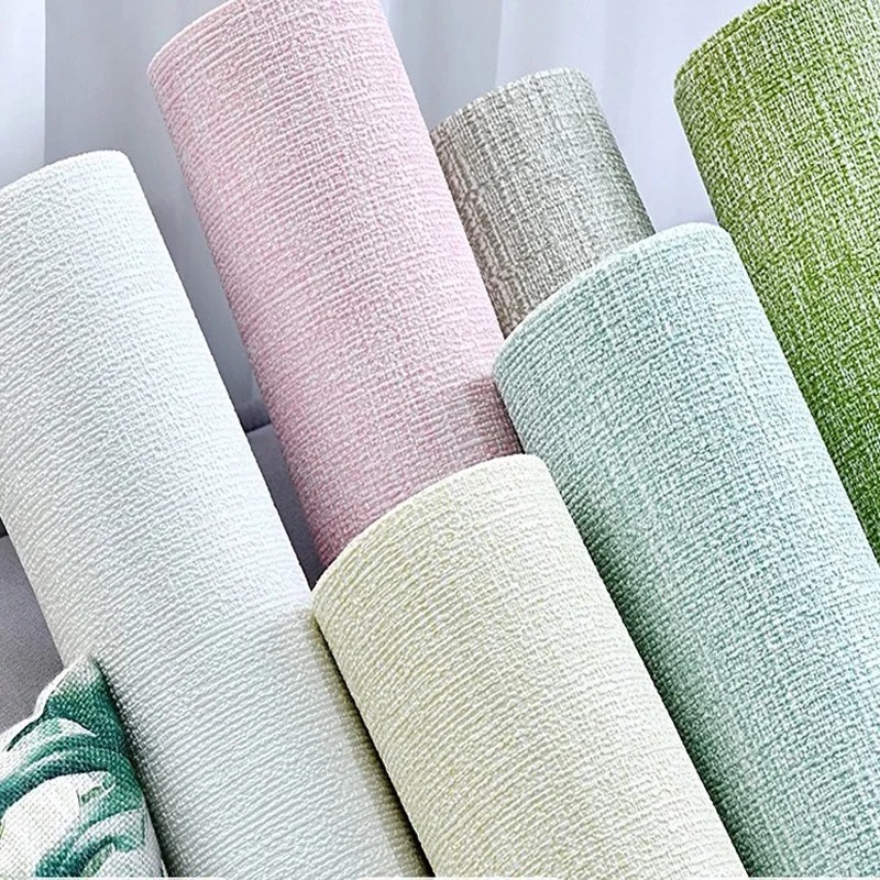 Self-Adhesive PVC Foam Wallpaper Waterproof Linen Wall Sticker for Home Decoration