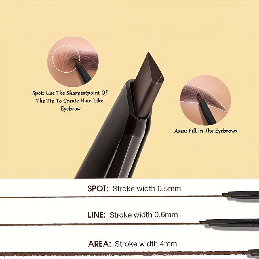 Waterproof Eyebrow Pen, Non-Smudged Lasting Brown Matte Makeup, Double Head Eyebrow Tint Pencil with Brush