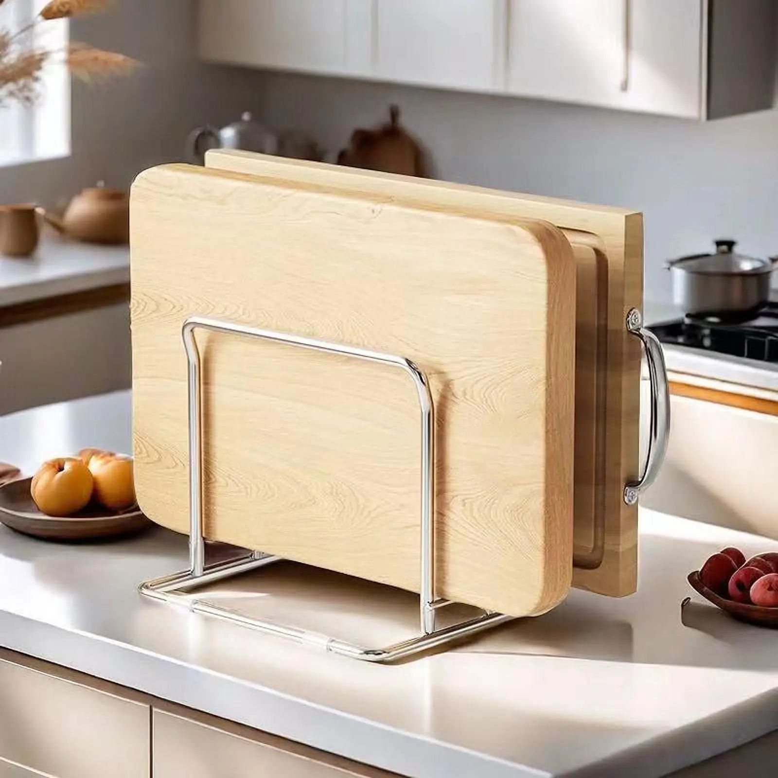 Stainless Steel Pot Lid and Cutting Board Rack