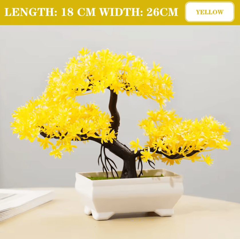 Mini Artificial Bonsai Plant – Realistic Potted Tree Decor for Home & Office