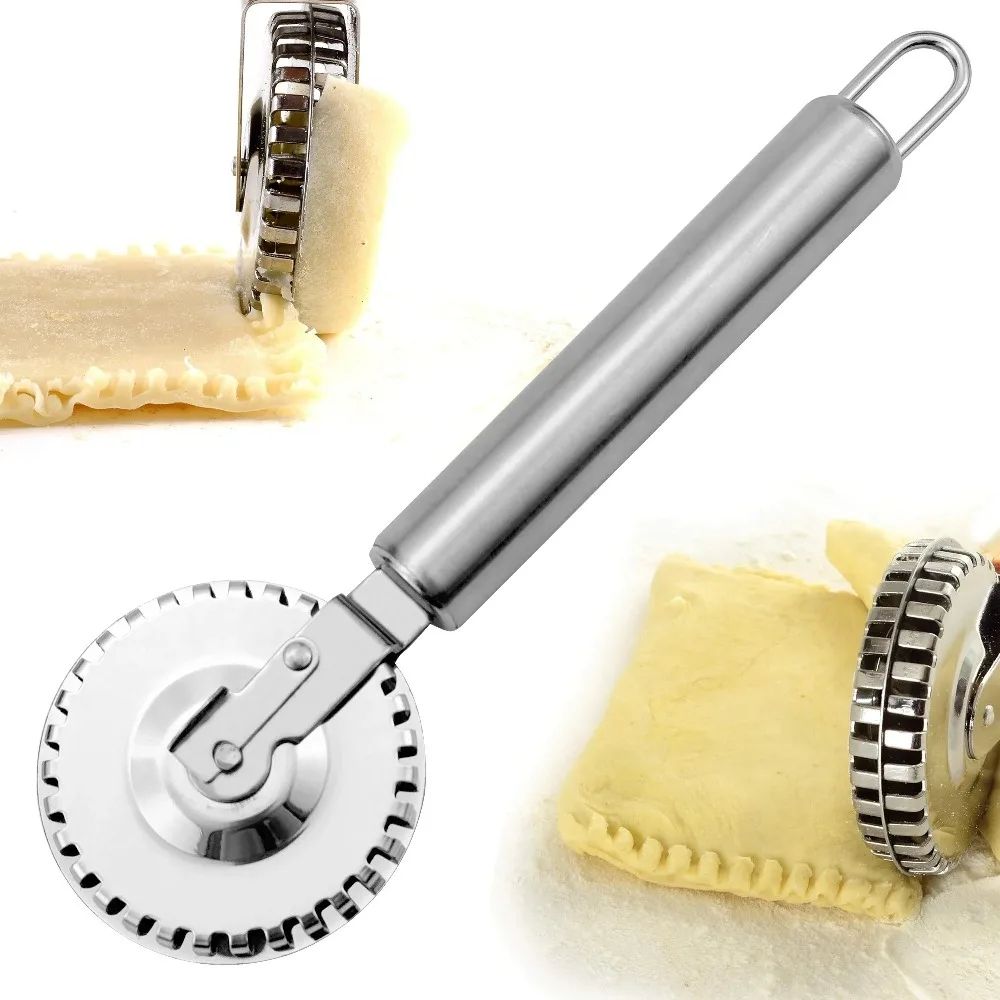 Stainless Steel Fluted Pasta Dough Crimper and Ravioli Cutter