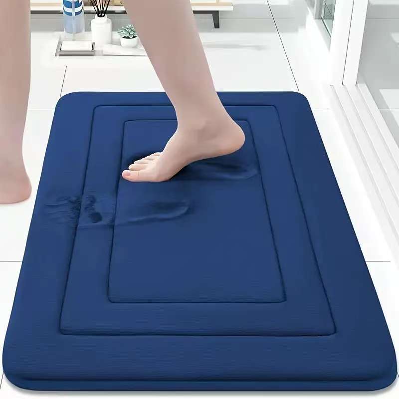 Thickened Absorbent Cotton Bathroom Anti-Slip Mat, Quick-Drying Coral Fleece Foot Mat for Bathroom Door