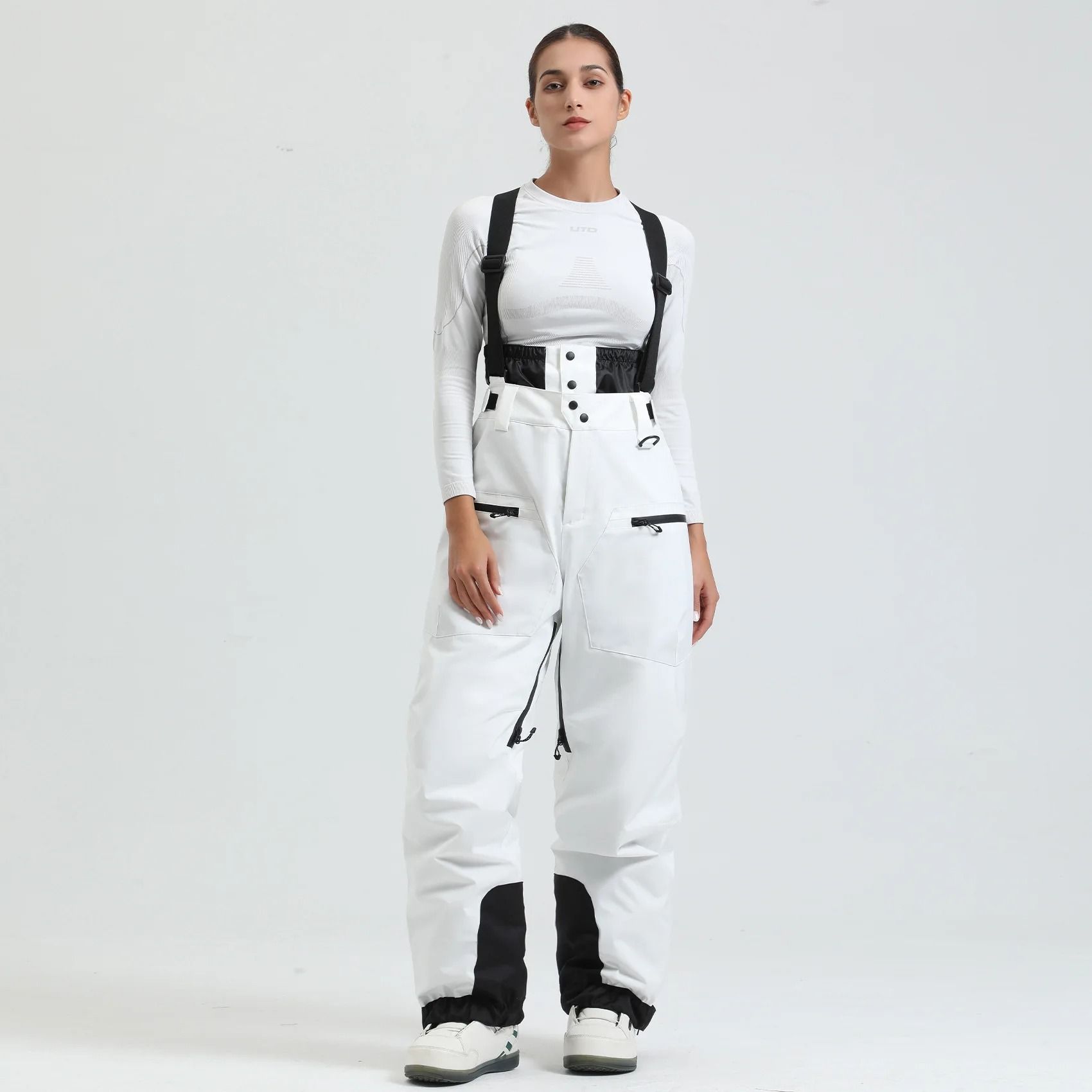 Womens Waterproof Insulated Ski Pants With Suspenders Warm Winter Snowboard Overalls